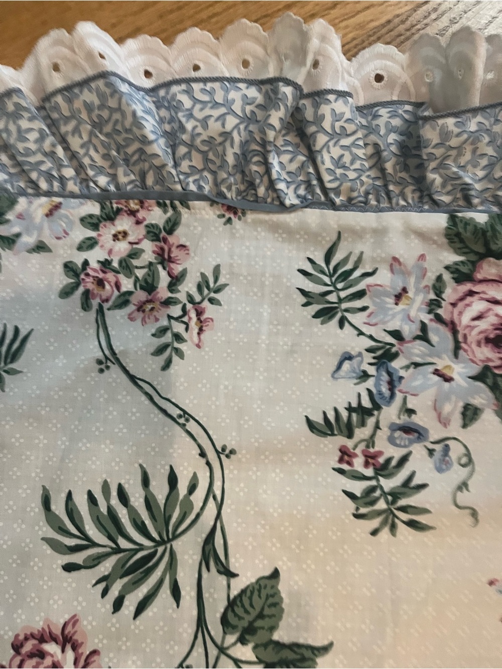 Floral Ruffled Duvet Cover with Blue, Green and Pink Accents